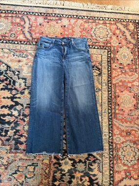 AG Saige Wide Leg Crop High-Rise Fit in Medium Blue Japanese Fabric